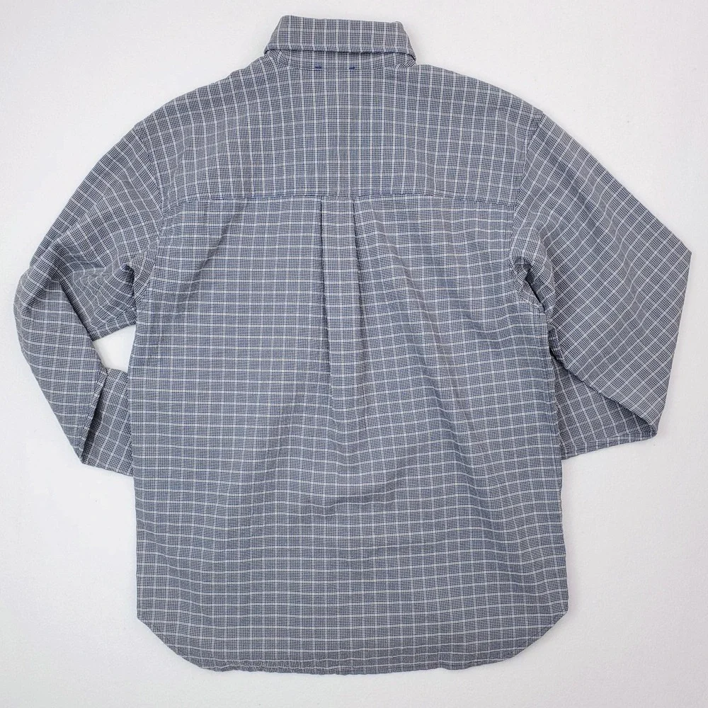 North Face Shirt Mens Medium Gray Blue Plaid Button Down Stretch Outdoor Pocket